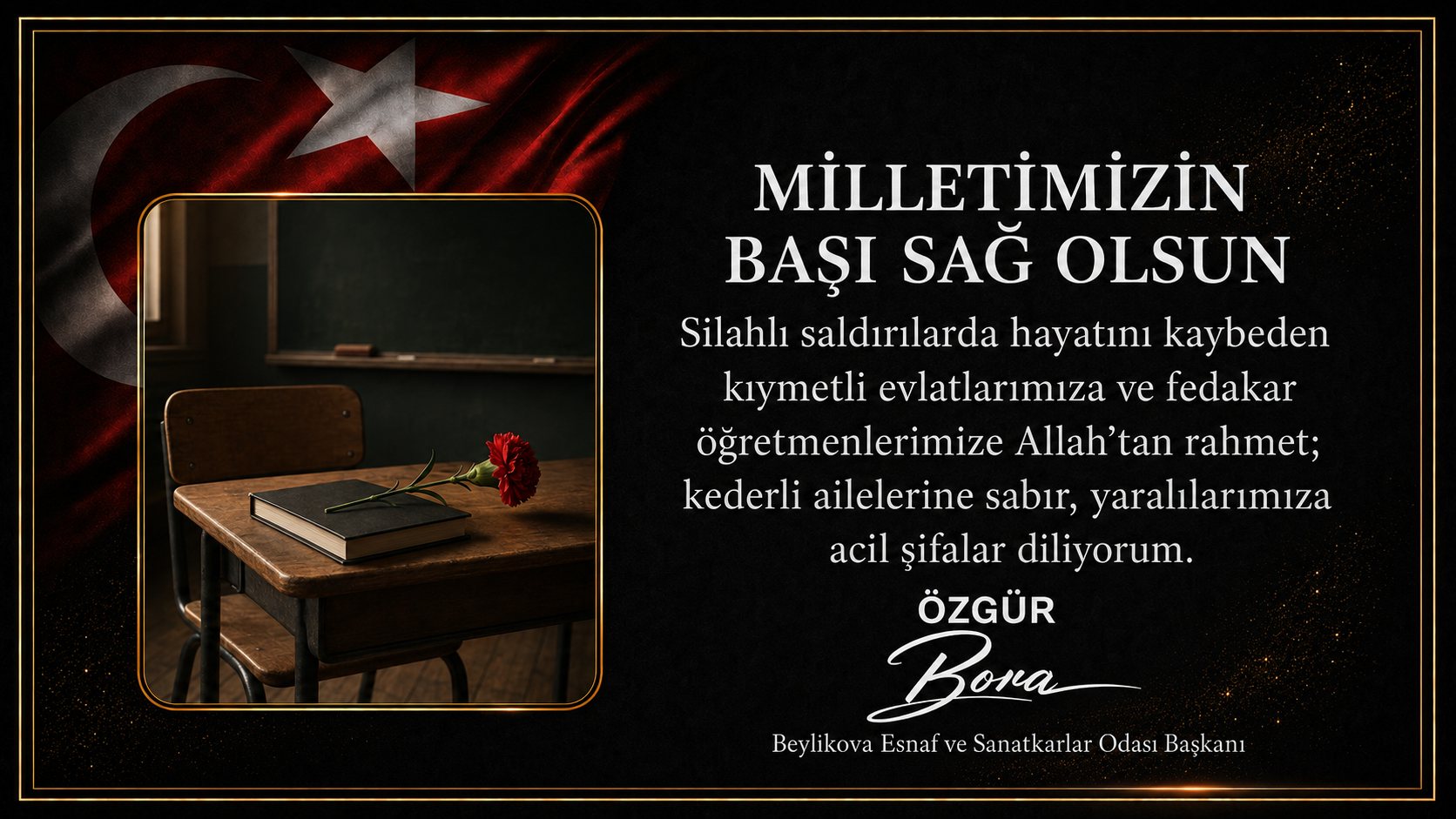 Başkan Özgür Bora’dan Silahlı Saldırılara İlişkin Başsağlığı Mesajı