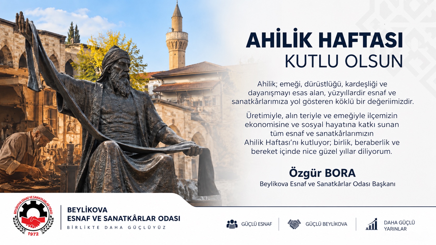 Başkan Özgür BORA’dan Ahilik Haftası Mesajı